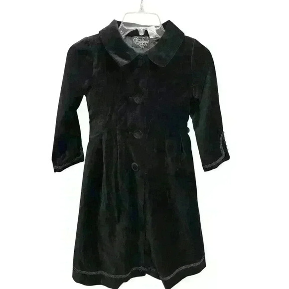 Elebini Girls Coat & Cape Set Black Velvet with Trim Size 6 Great Condition - Picture 7 of 16